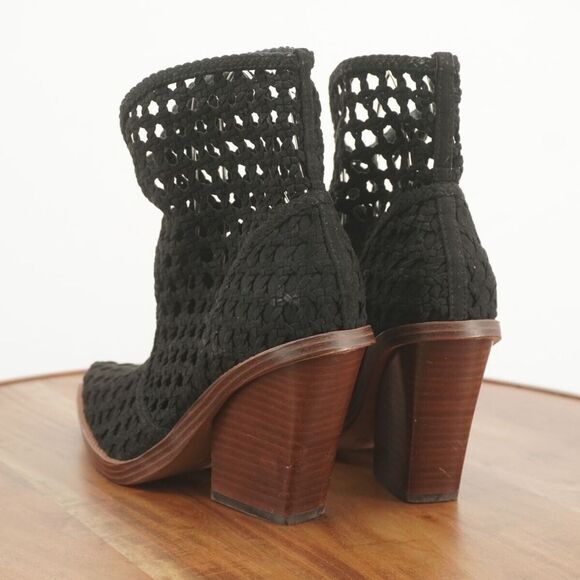 Jessica Simpson Womens Lukkah Boots Block Heel Pointed Knit Crochet Black 9M - Picture 5 of 9